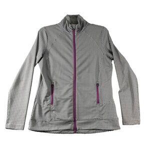 Peter Millar Jacket Women Medium Gray White Purple Performance Full Zip Stretch